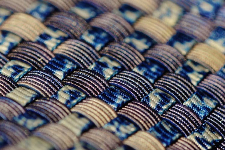 Blue Black And Gold Woven Textile