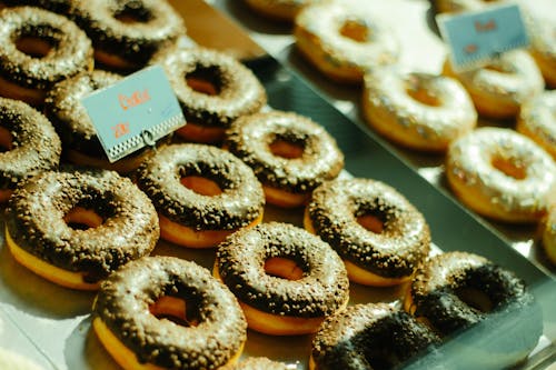Free Close-Up Photo of  Chocolate Doughnuts Stock Photo