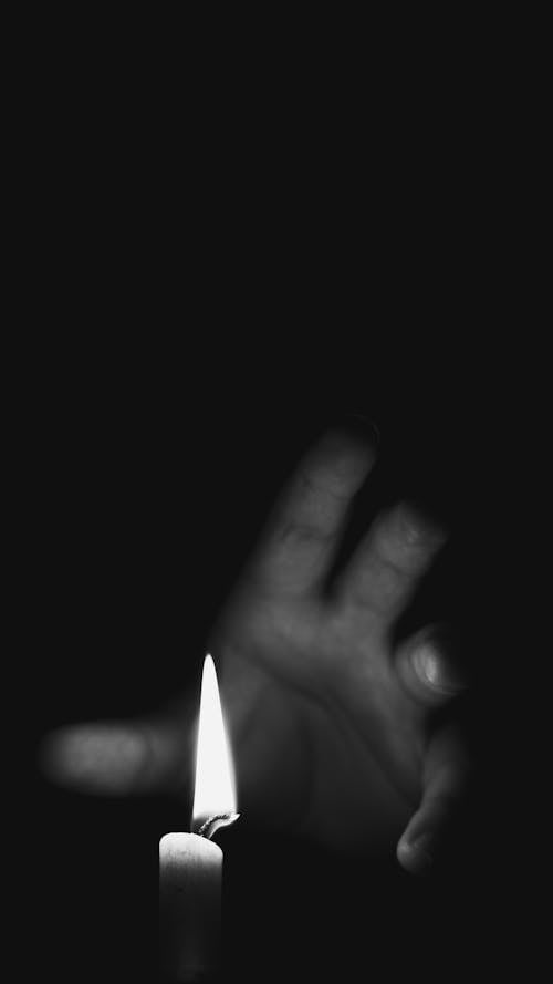 Flame of Candle in Black and White 