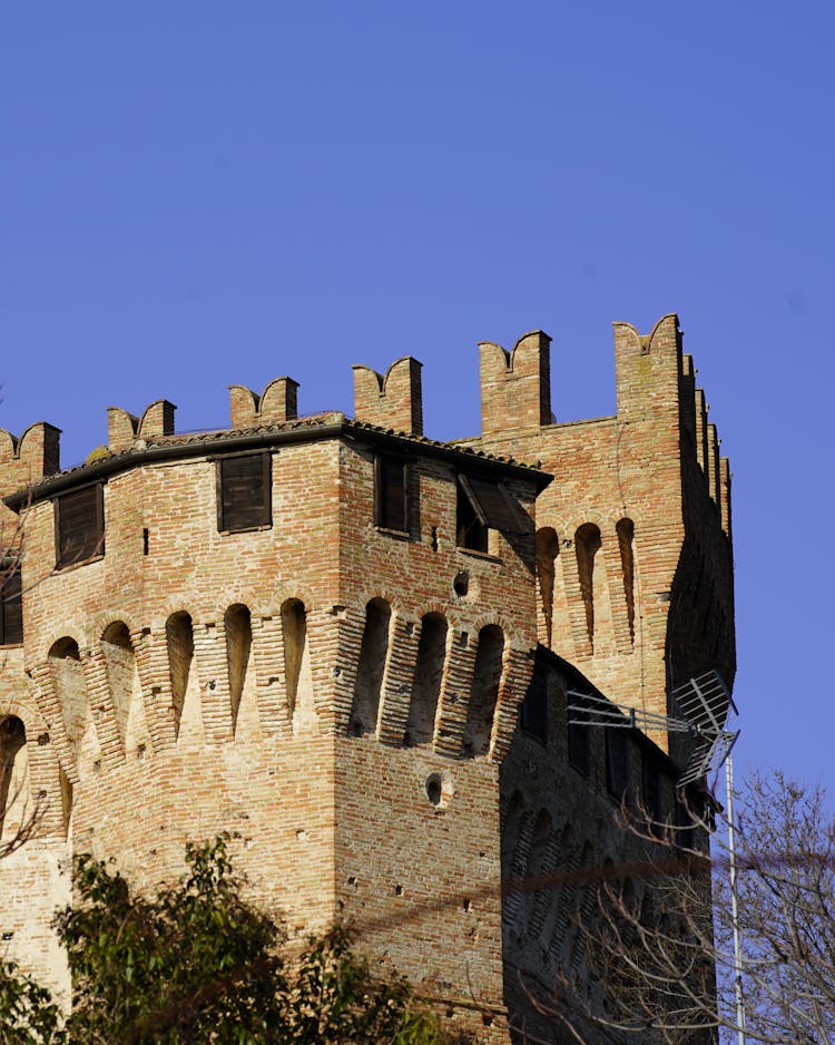 Facade Of The Tower In The Gradara Castle, Gradara, Marche, Italy