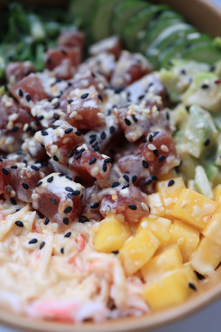 Salad With Black And White Sesame Seeds