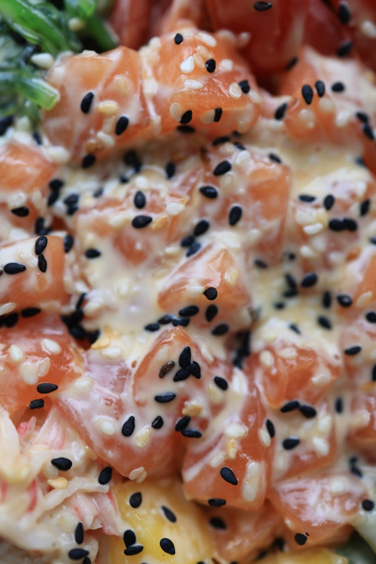 Salad With White And Black Sesame Seeds