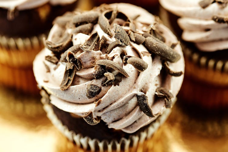 Cupcakes With Chocolate Shavings On Top