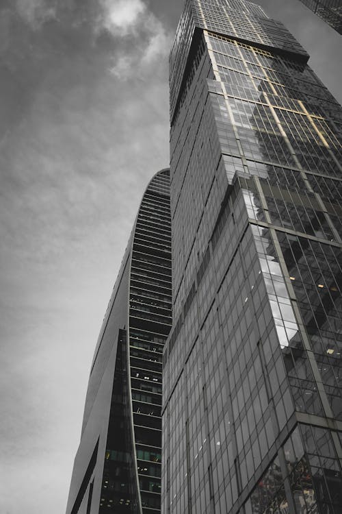 Low Angle Shot of a Glass Buildings in Perspective