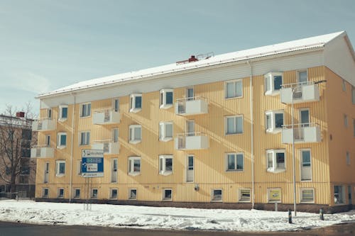 Residential Building near Road in Winter