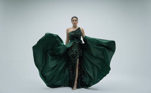 Model in Green Dress