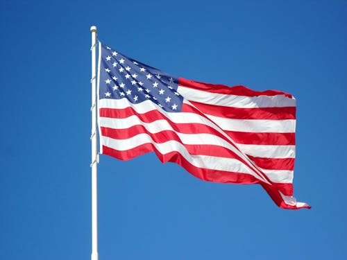 American Flag against Blue Sky