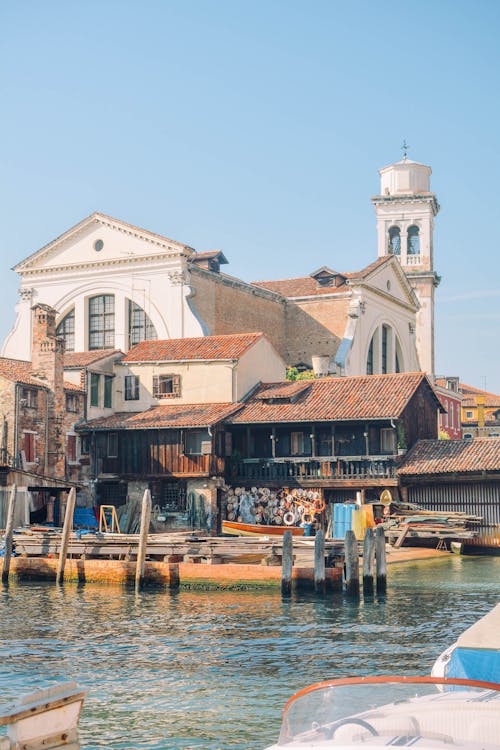 Wooden Pier on Canal in Venice