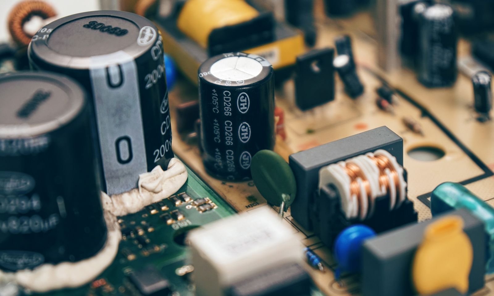 Electronic components on a circuit board