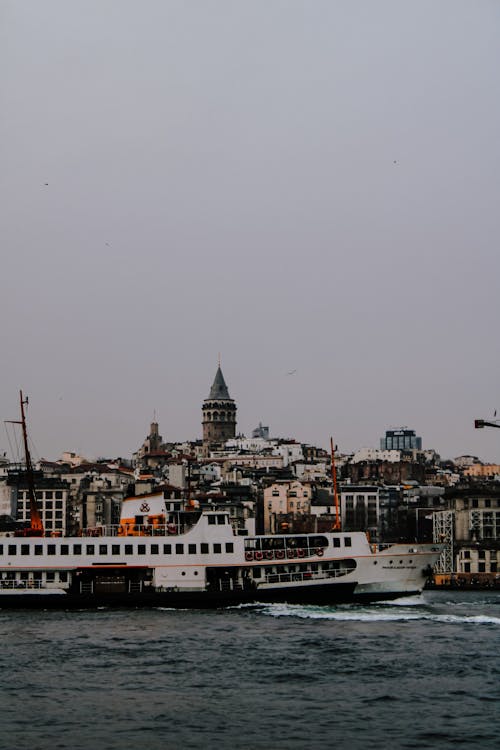 Overcast over Istanbul Shore with Galata Tower behind