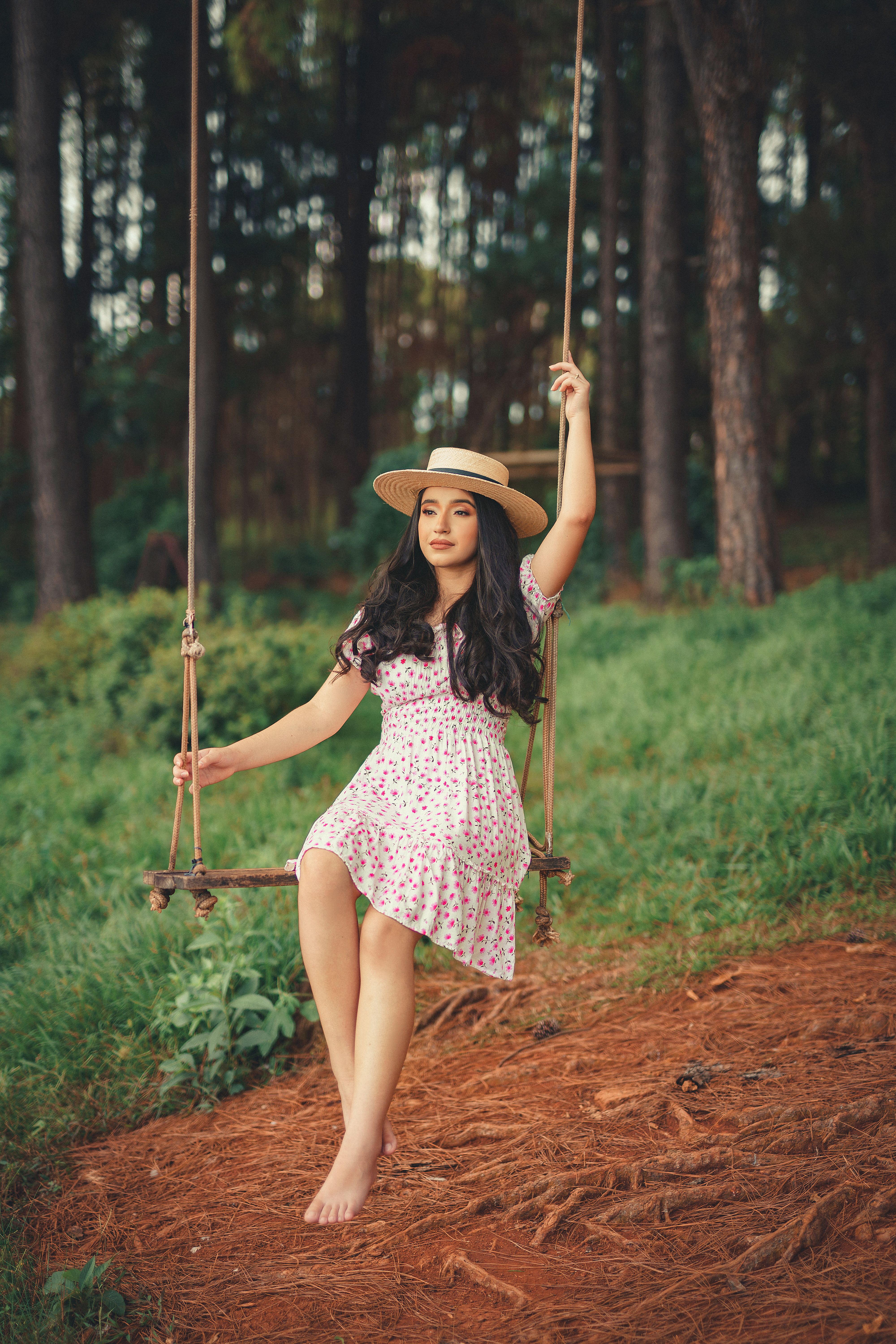 Woman on Swing in Forest  Free Stock Photo