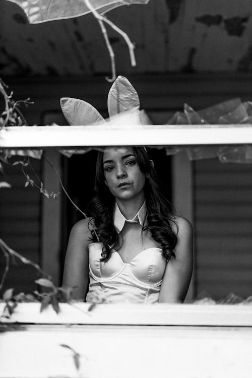 Woman Posing with Rabbit Ears