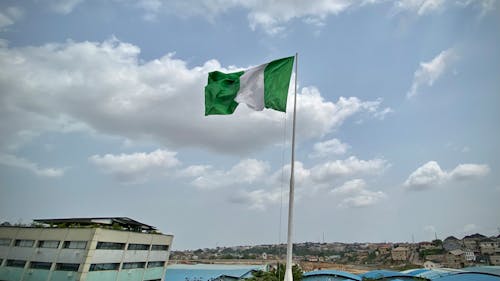 A waving Nigerian flag 
