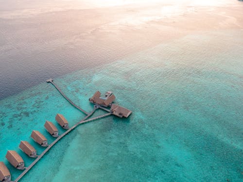 Aerial View of a Tropical Resort on Maldives