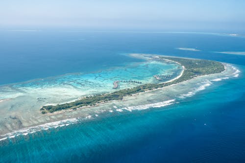 Aerial View of a Tropical Island, Maldives 