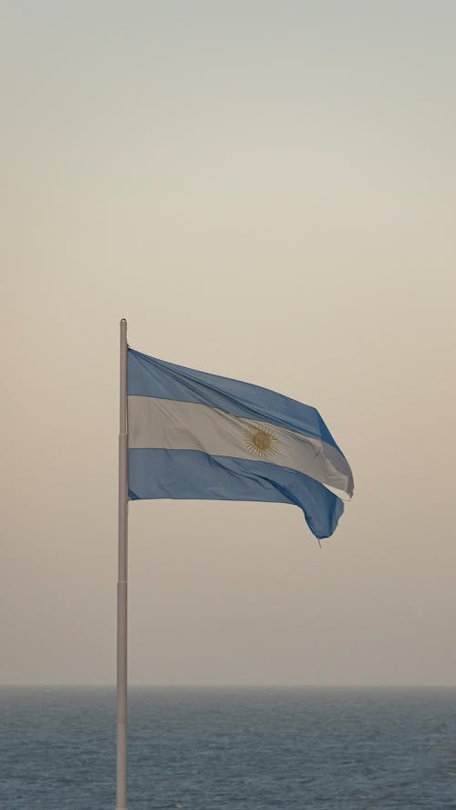 Flag of Argentine on Wind
