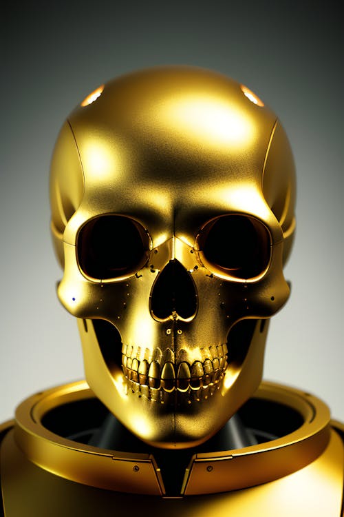 portrait of a golden skull