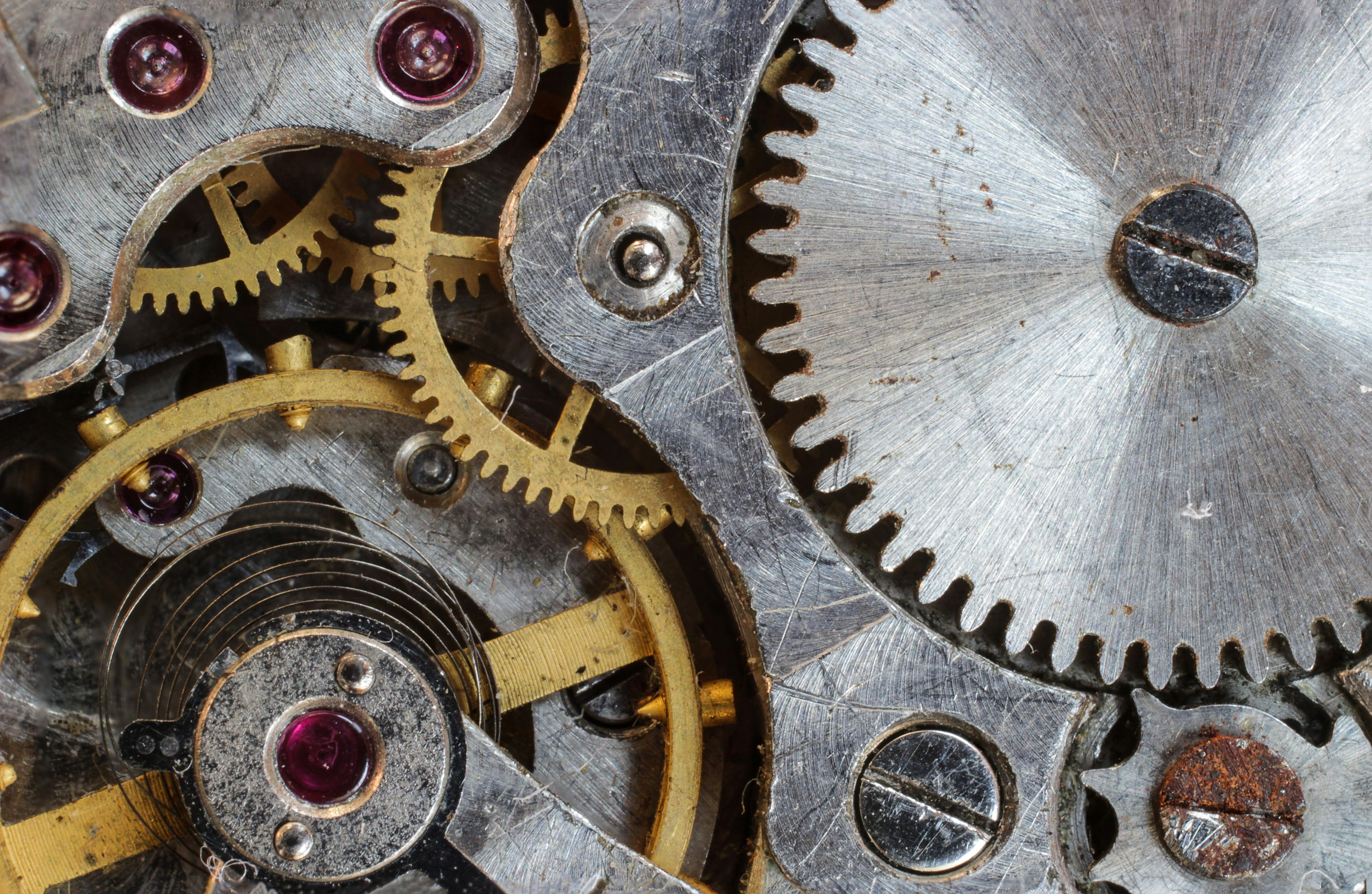 gray and gold steel gears