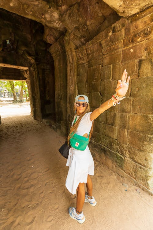 Woman Sightseeing the Angkor Wat Complex at Siem Reap, Cambodia