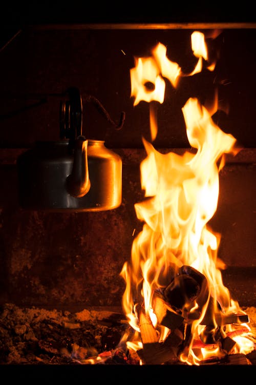 Free Photo of Kettle over Flames Stock Photo