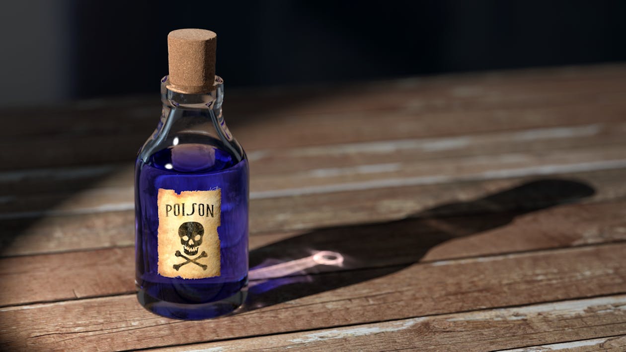 Purple Liquid Poison on Brown Wooden Surface