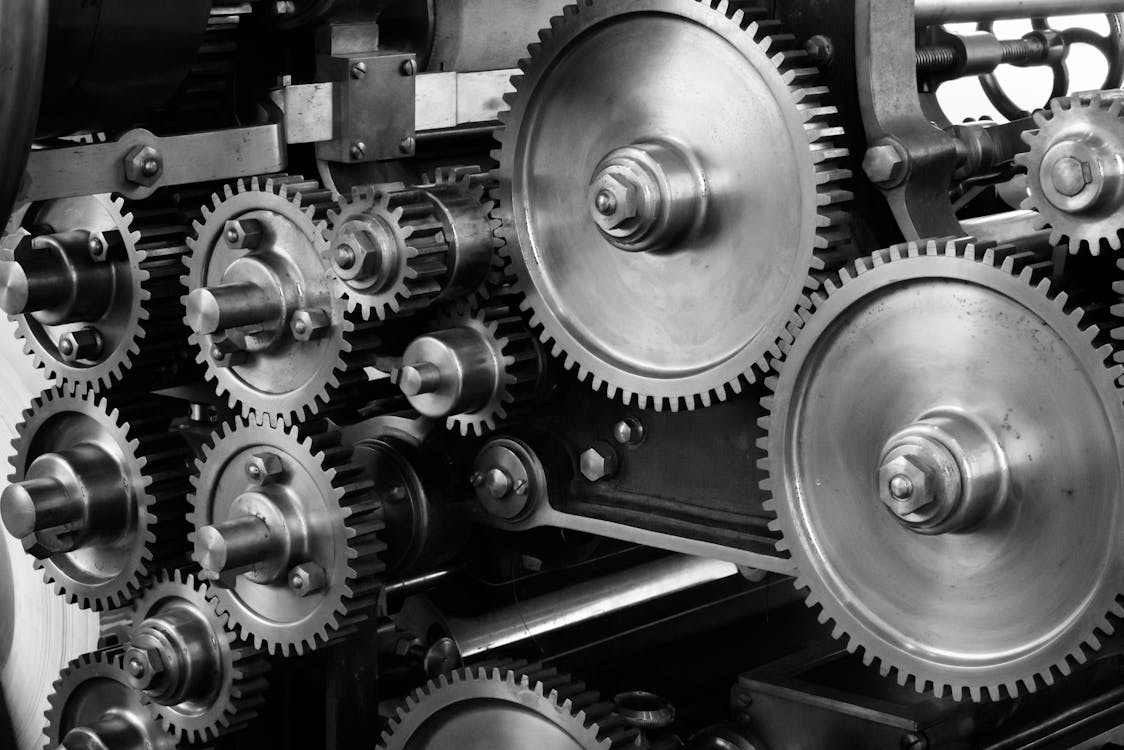 Free Gray Scale Photo of Gears Stock Photo