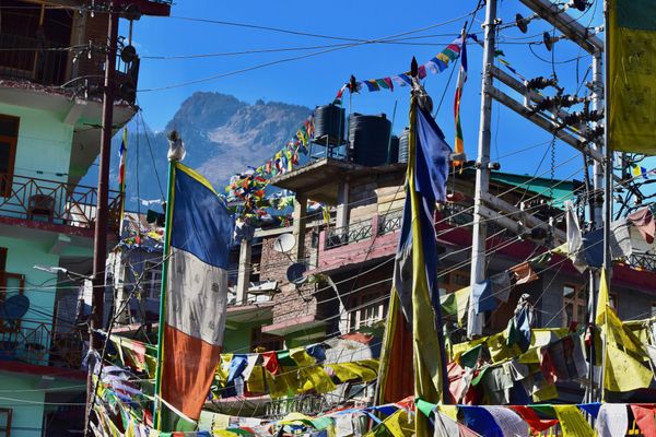 Mountains in India - Prayer flags