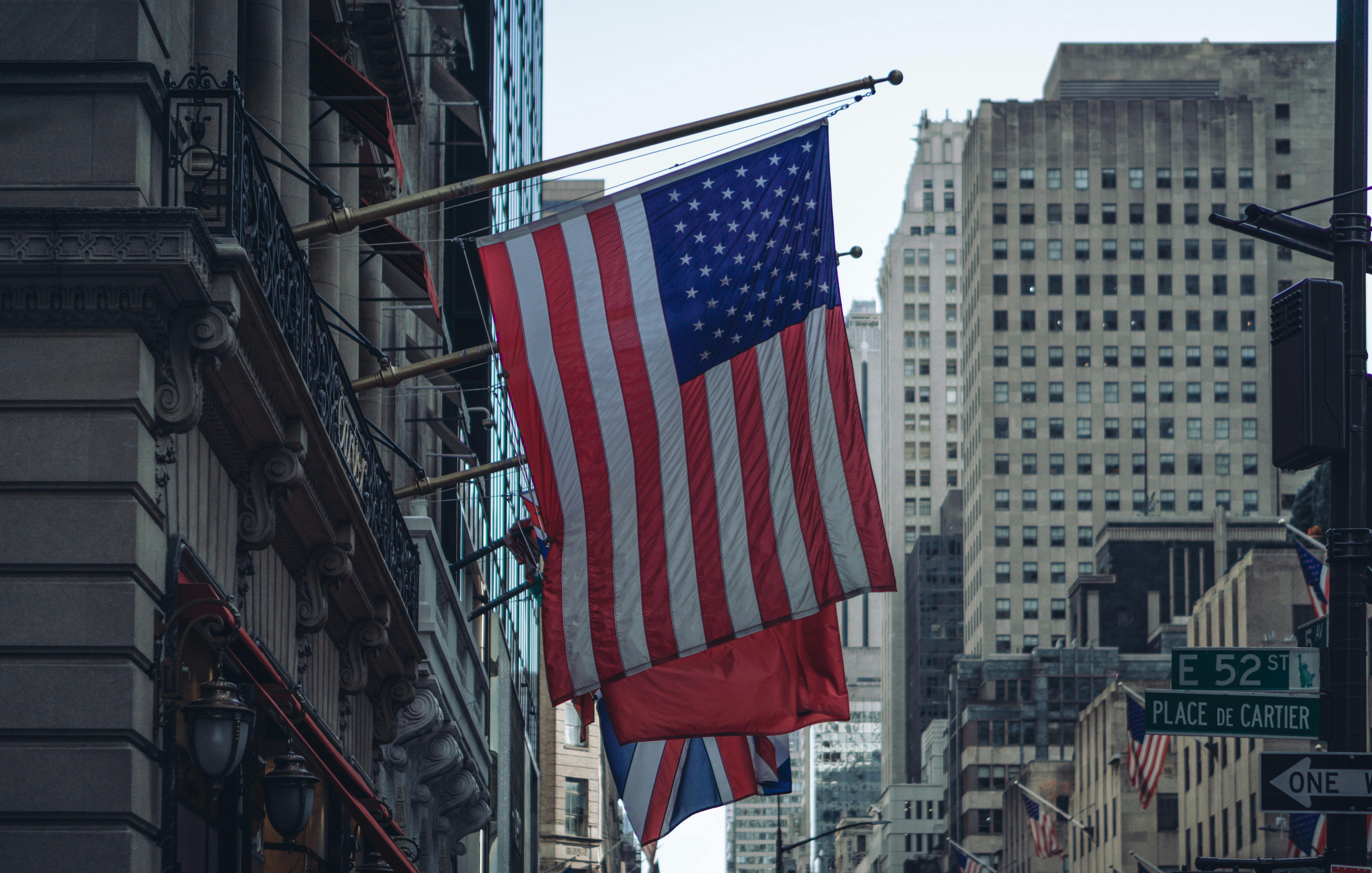 Flag of USA on Building · Free Stock Photo