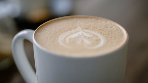 Close-up of Latte Art on a Coffee 