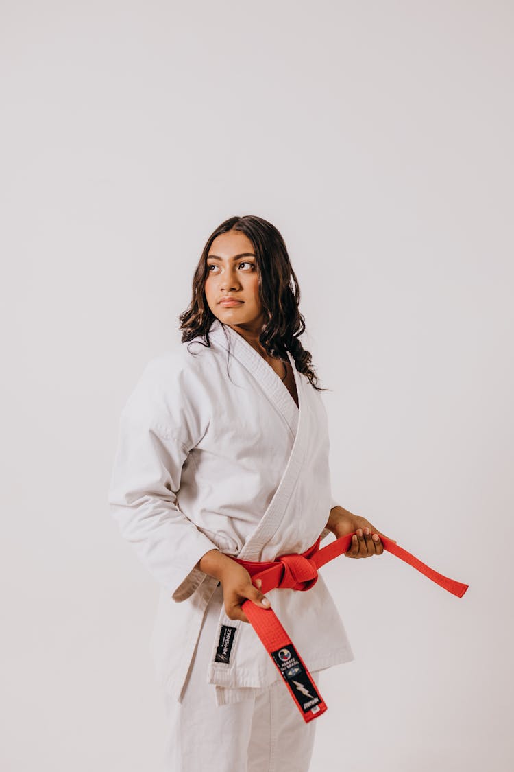 Studio Shot Of Karate Student In Sportswear