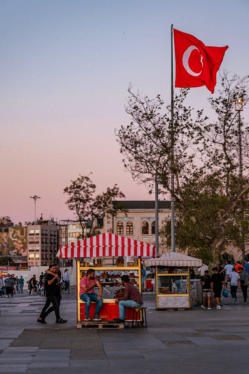 Foto stok gratis bendera turki, kalkun, kios makanan