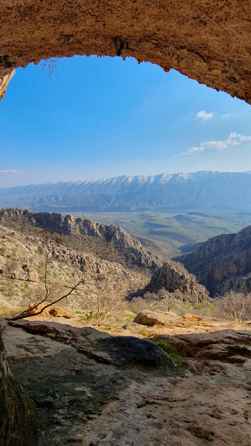 View of Mountains from a Cave 