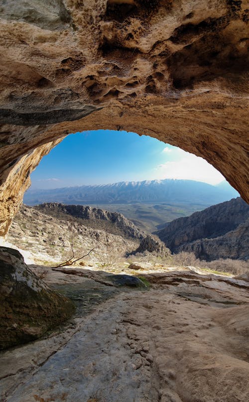 View of Mountains from a Cave 