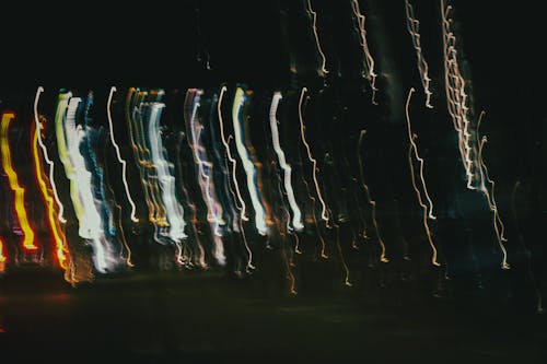 Blurry Lines of Streetlights at Night 