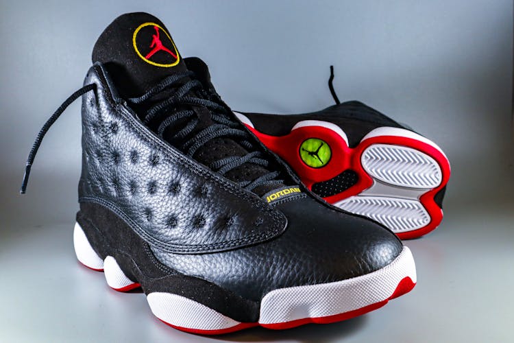 Leather Black Jordan 13 Shoes 