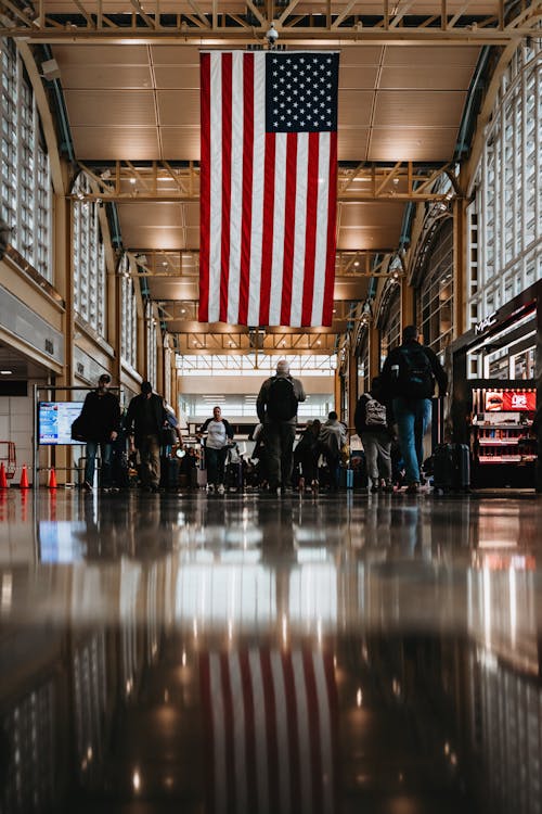 grátis Bandeira Dos Eua No Aeroporto Nacional Reagan Foto profissional