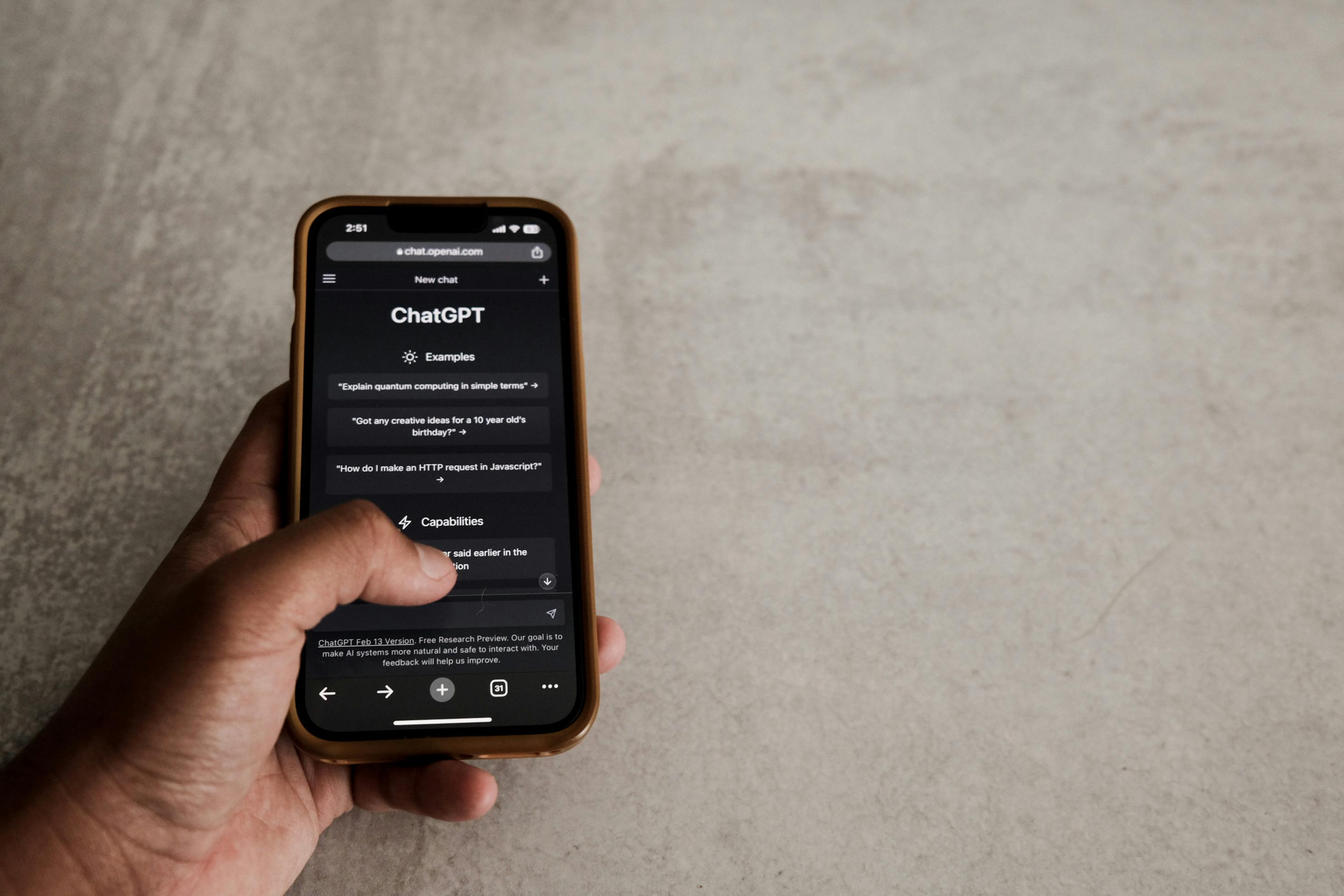 close up of a smartphone displaying a conversation with chatgpt