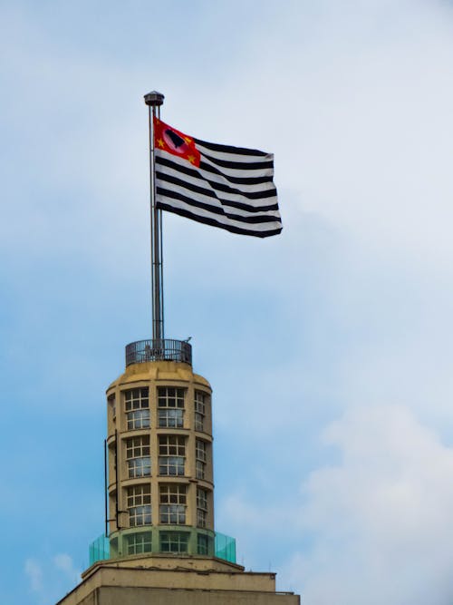 Flag of Sao Paulo on Top of Altino Arantes Building