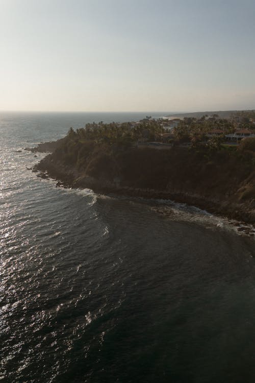 Free Aerial view of the ocean and coastline Stock Photo