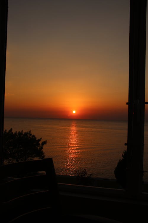 balkon, deniz, gün batımı içeren Ücretsiz stok fotoğraf
