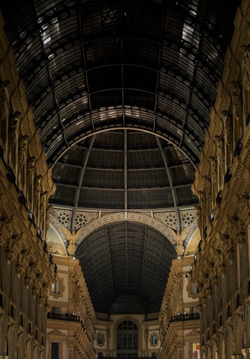 Interior of Galleria Vittorio Emanuele II in Milan