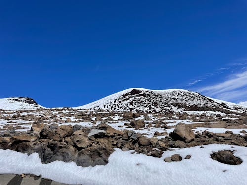 Clear Sky over Hill and Stones in Winter