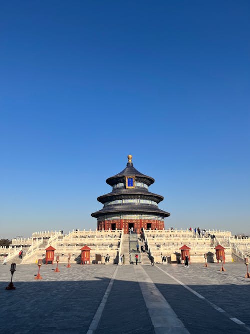 Foto profissional grátis de arquitetura sacra, beijing, céu azul