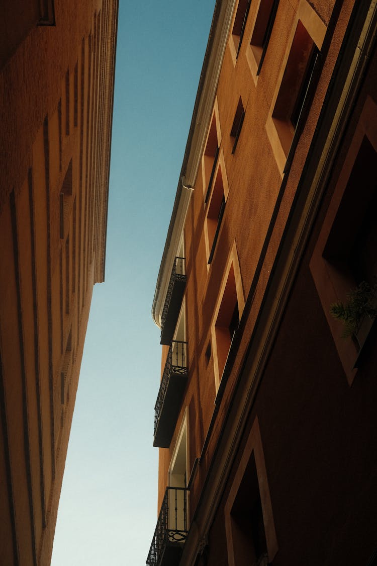 Clear Blue Sky In Space Between Buildings