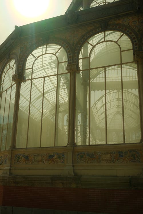 Glass Walls of Empty Art Nouveau Greenhouse