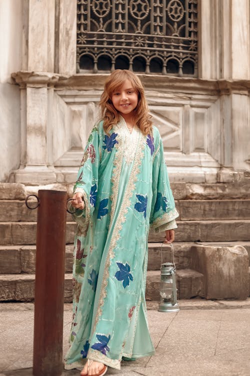 Child Model in Satin Dress 