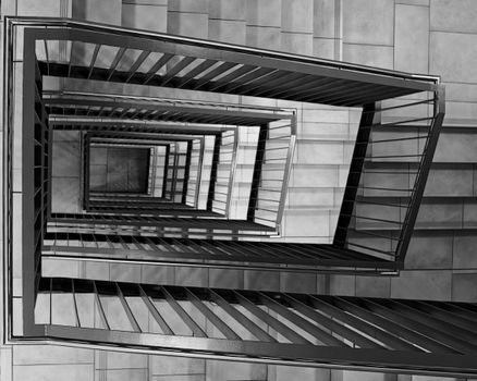 Black and White Photo of a Spiral Staircase 