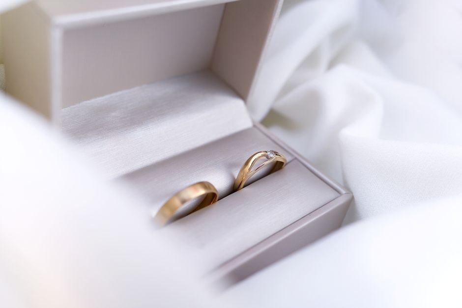 Flush fit wedding band paired seamlessly with a low profile custom basket ring Flush fit wedding band paired seamlessly with a low profile custom basket ring