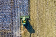Aerial Shot of Green Milling Tractor