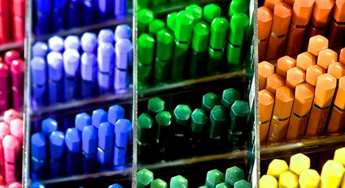 Free Colorful array of pencils in a store display, showcasing vibrant shades. Stock Photo